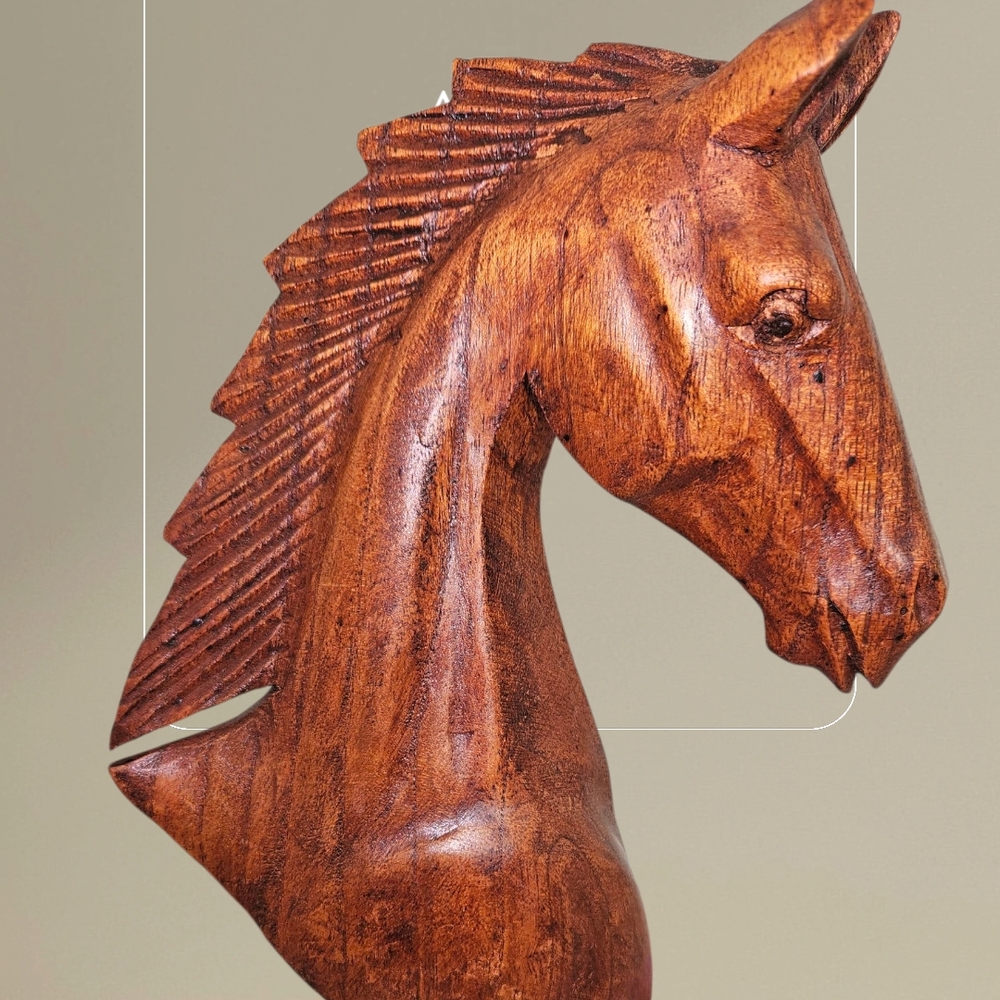 Handcrafted Wooden Horse Sculpture